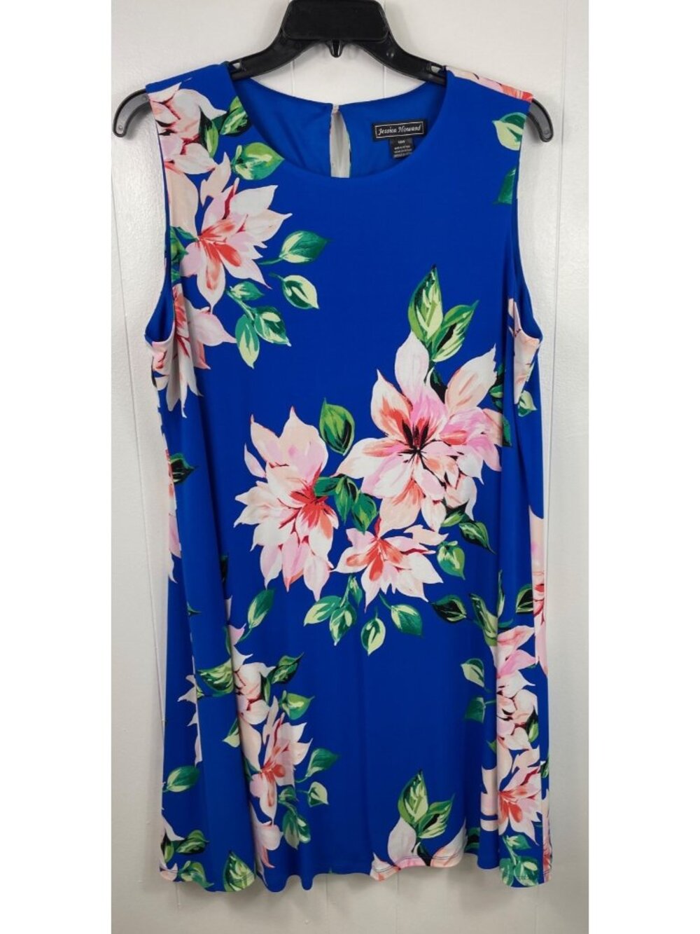 Jessica Howard Womens Floral Sleeveless Lined Dress 18W Blue Pink Green Stretch